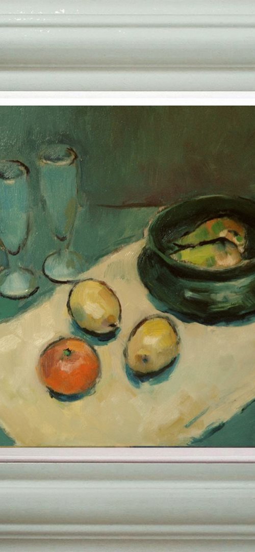 Still Life withGreen Bowl and Yellow Cloth by Andre Pallat
