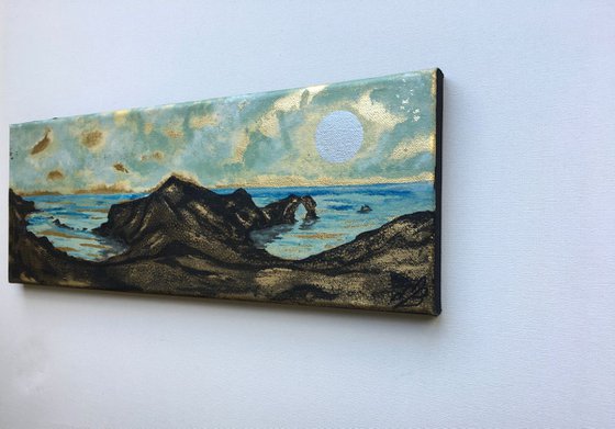 Durdle Door and Man of war bay on gold leaf
