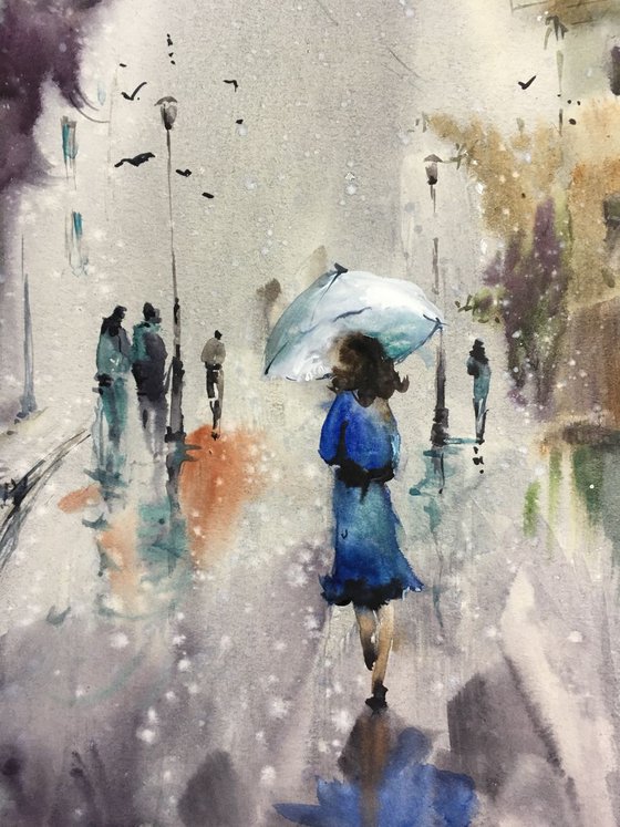 Watercolor “Lady in blue”