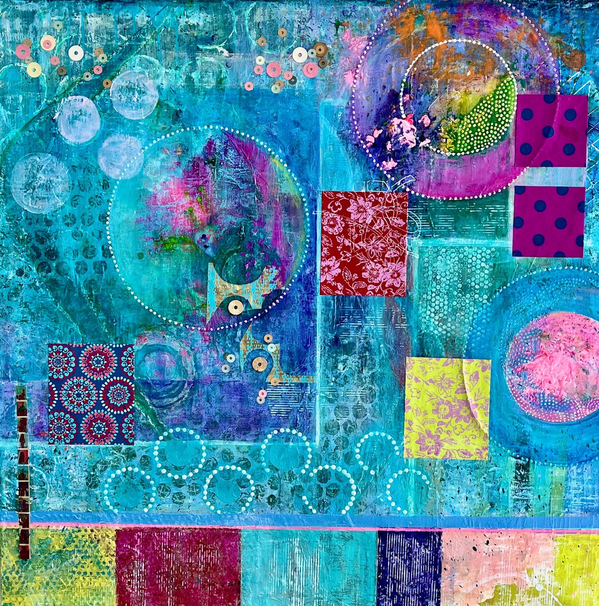 Geometric Abstract Painting By Benna Holden, 36 X 36, It