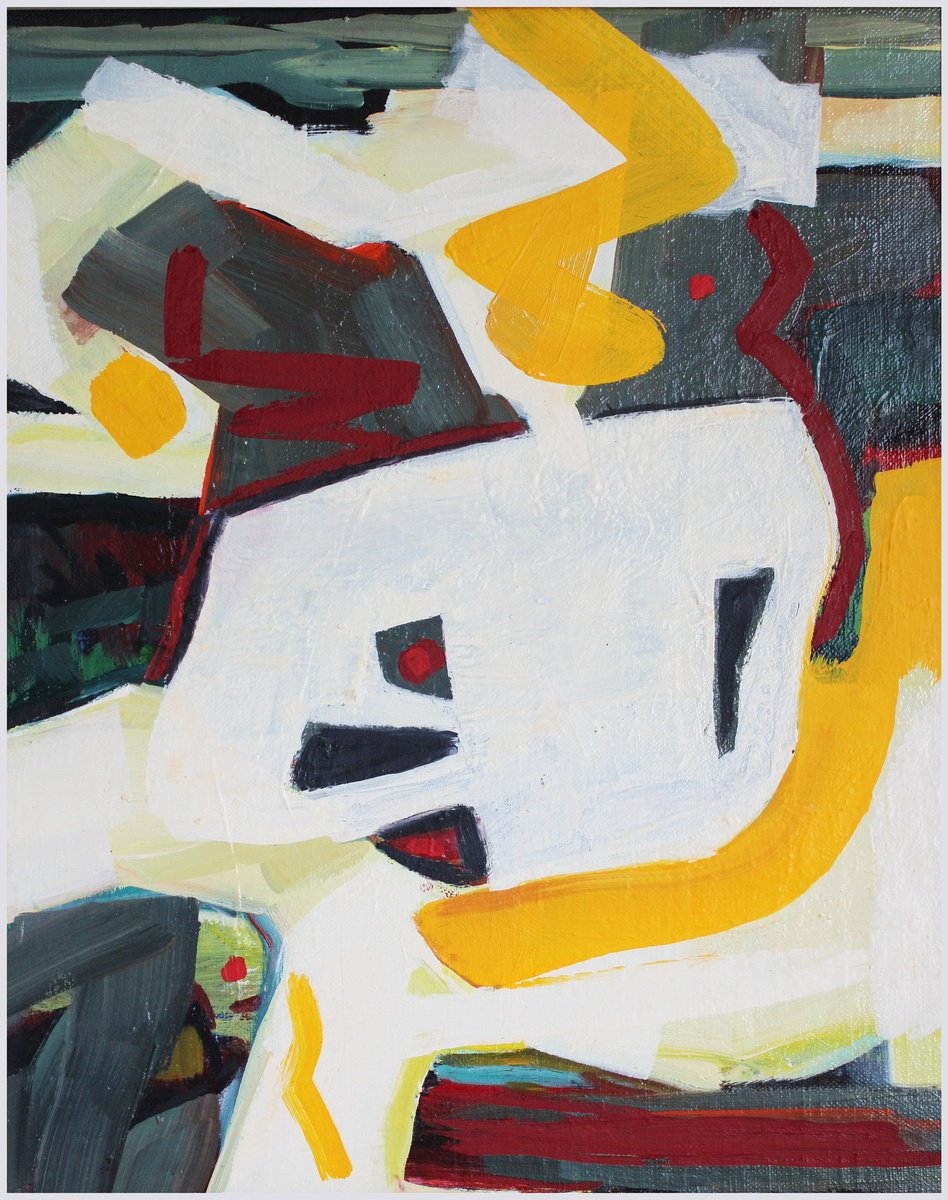 Abstract Oil Painting By Victorine Follana, 17 X 20", Mythologie Spontanee, Original Artwork