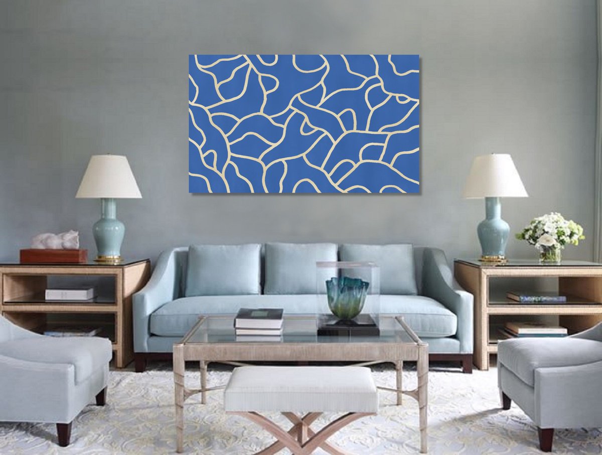 Abstract Landscape Acrylic Painting By Marina Krylova, 59 X 35", Abstract Nature #64, Original Artwork