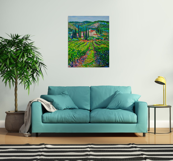 Tuscan Countryside with Vineyard