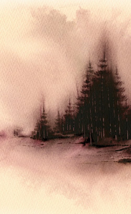 Places XIX - Watercolor Pine Forest by ieva Janu