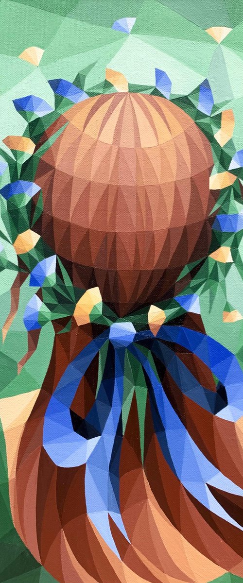 GIRL WITH FLORAL WREATH IN A FLOWER FIELD by Maria Tuzhilkina