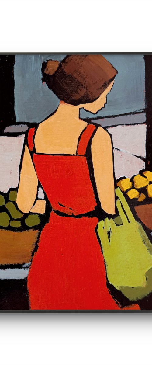 Clown Woman Painting - Original Art 8x8 inch by Daria Baklykova