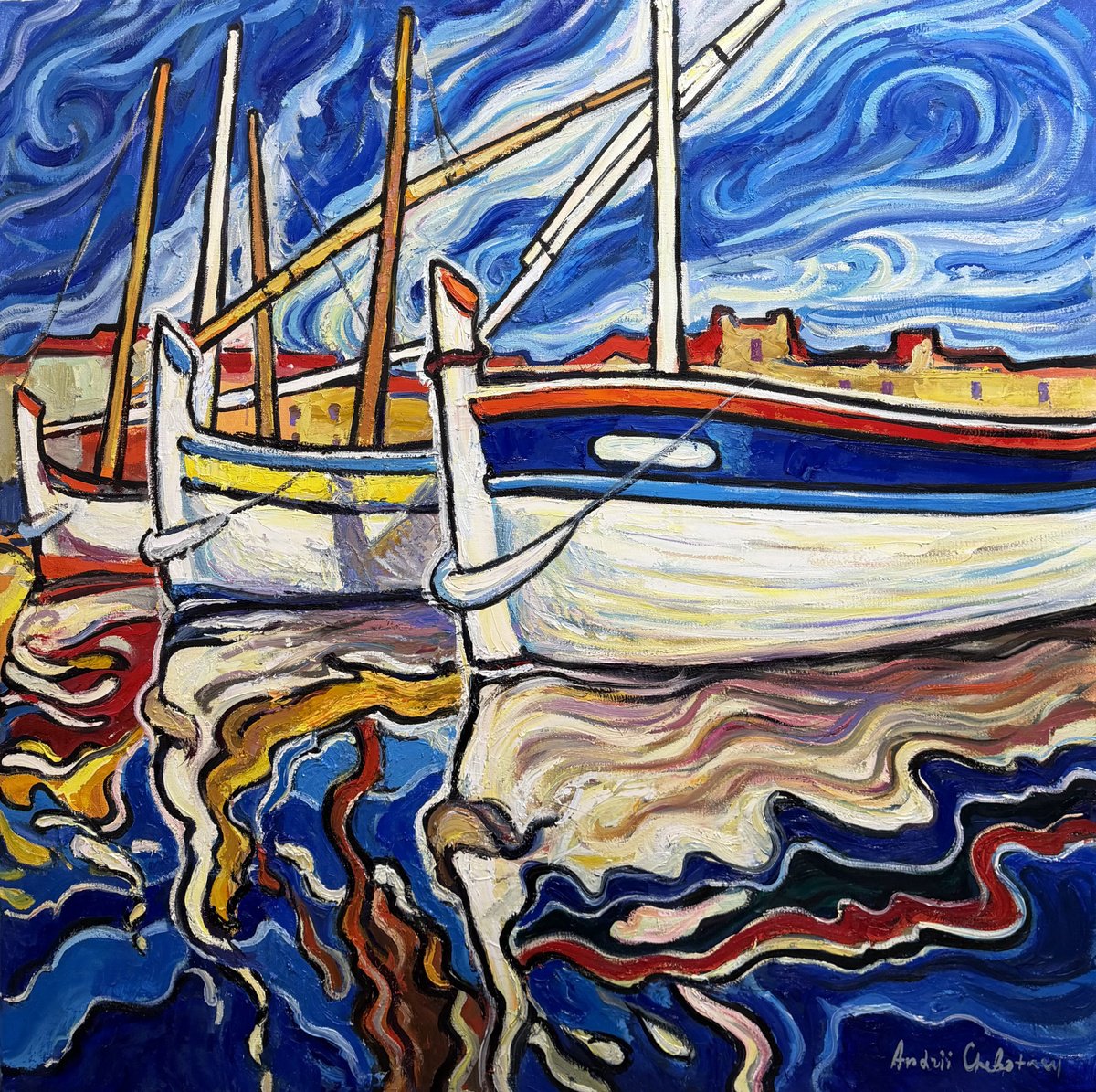 Dance Of Reflections. Saint-Tropez By Andrii Chebotaru, 43 X 43, Artwork For Sale On Artfinder