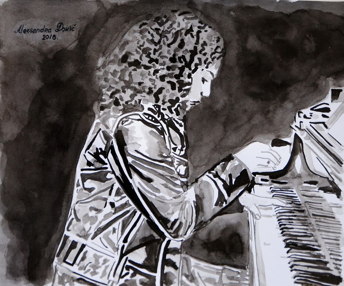 Pianist / 36 X 29.7 cm by Alexandra Djokic