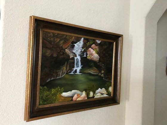 Original Waterfall Landscape Oil Painting Housewarming Gift