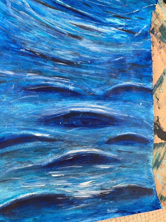 Water Seascape Painting for Home Decor, Blue Impressions Wall Art Decor, Artfinder Gift Ideas