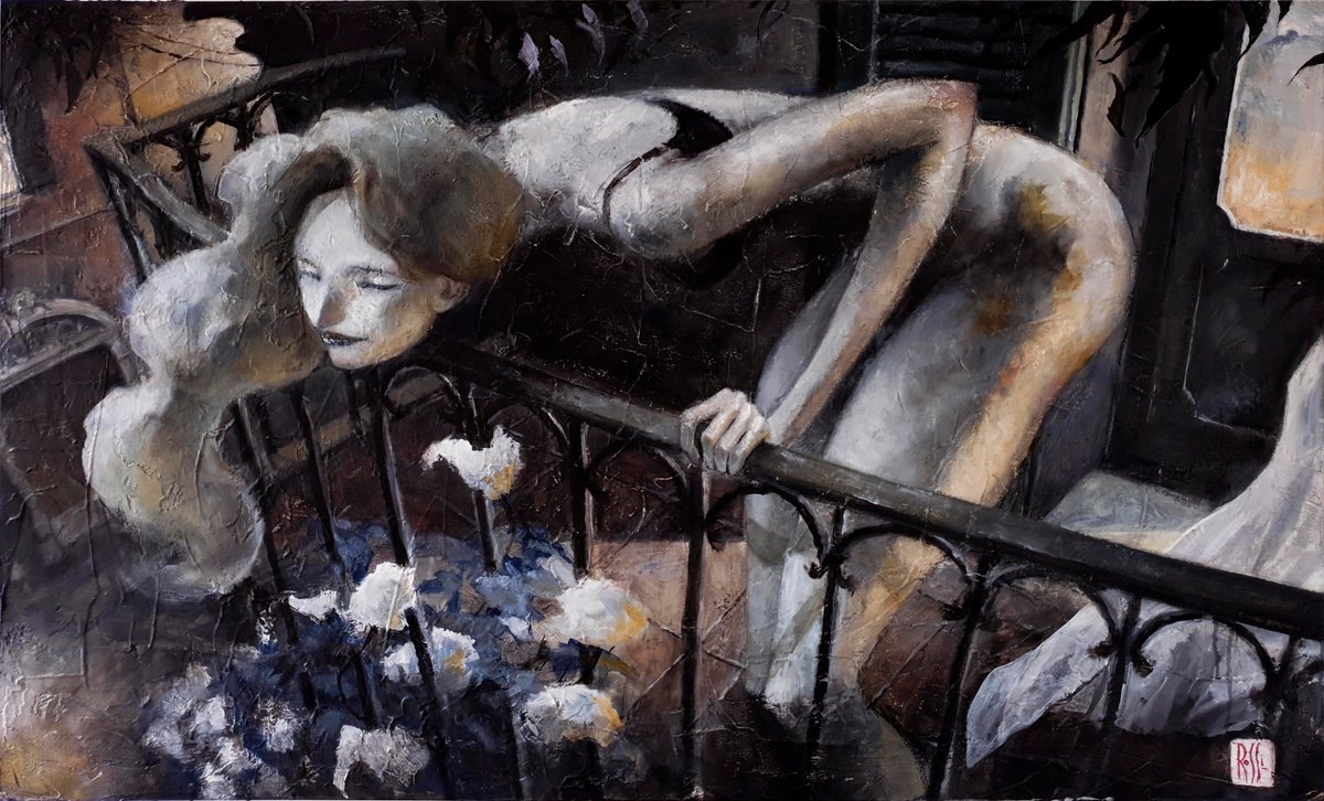 Impressionistic Portrait Oil Painting By Armando Rossi, 39 X 24, Serenade, Original Artwork