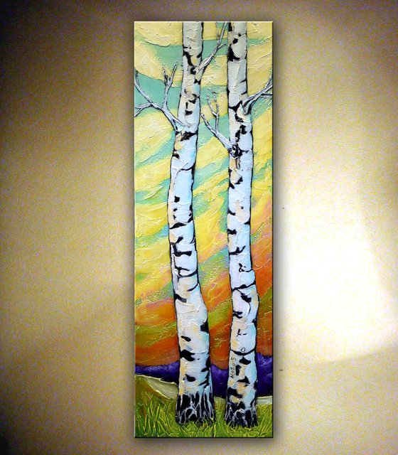 "Couple"  - Birch Trees Painting