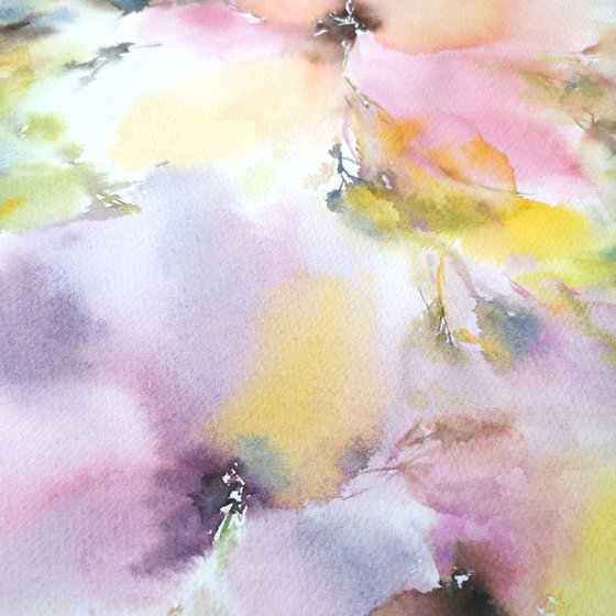 Delicate flowers, small watercolor painting