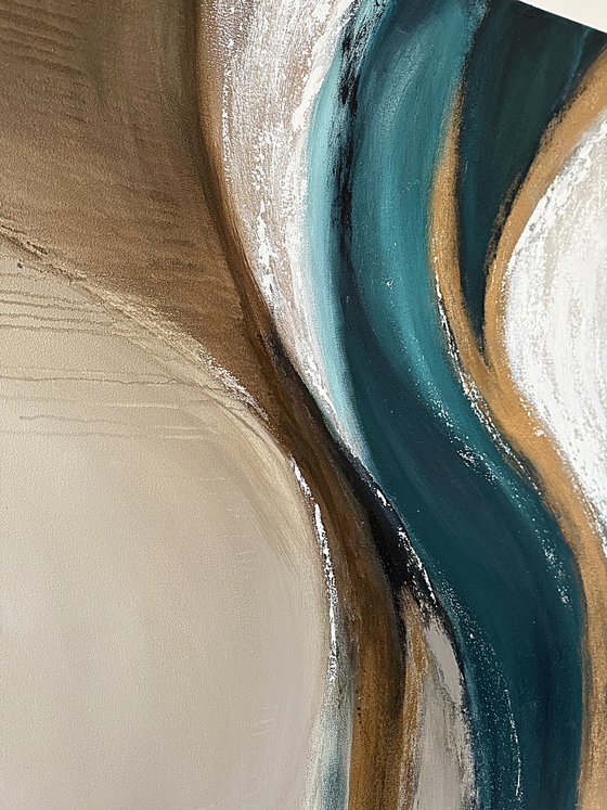 Teal Gold-Sculpted Currents