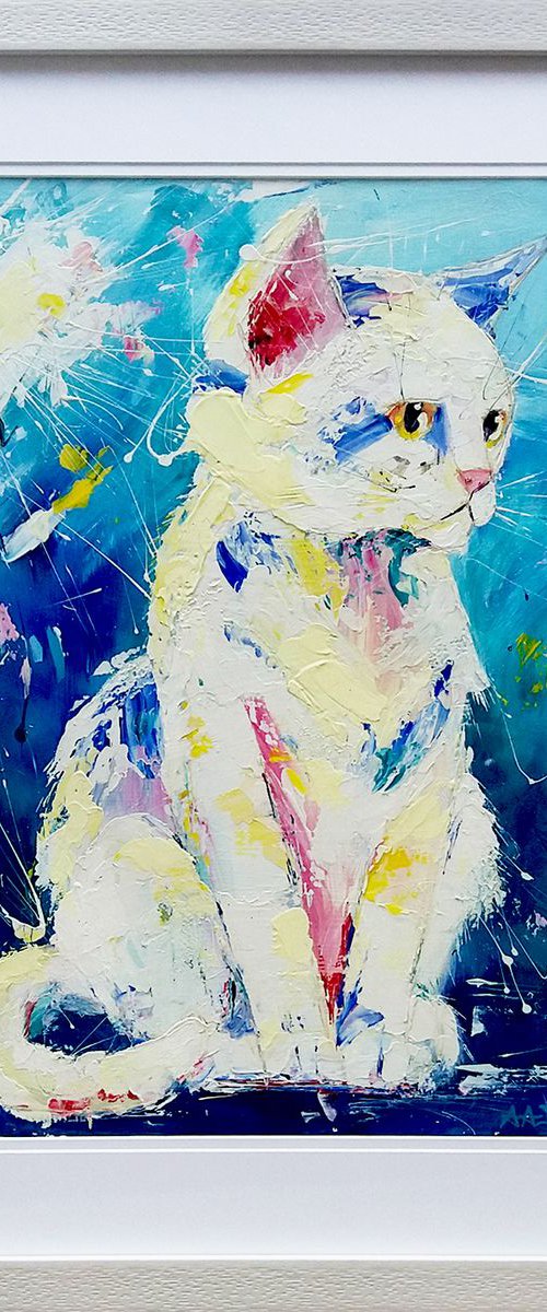 Framed Cat art - 'In the Stillness' by Andrew Alan Johnson