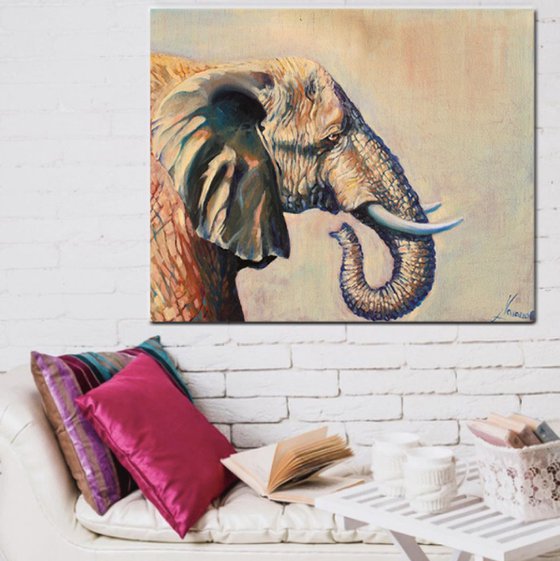 Elephant art, african art, wildlife art, "Beautiful Giant"