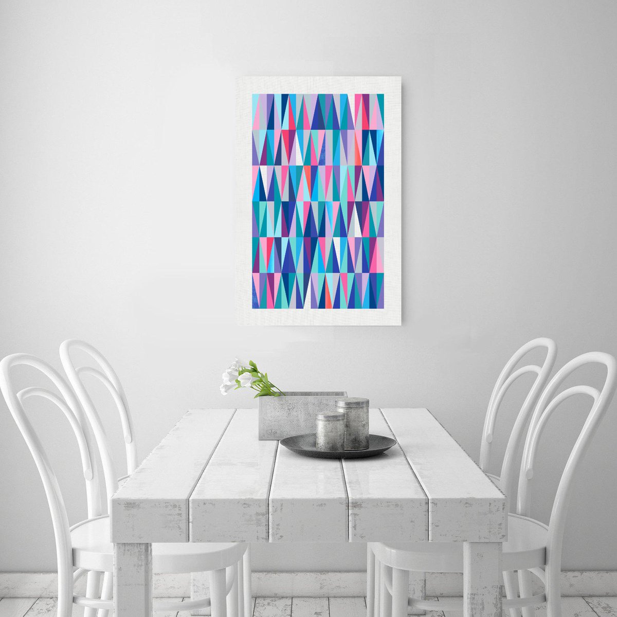 Geometric Abstract Giclee Print By Jennifer Bell, 24 X 36, Diamond Geometric Blue Print, Original Artwork