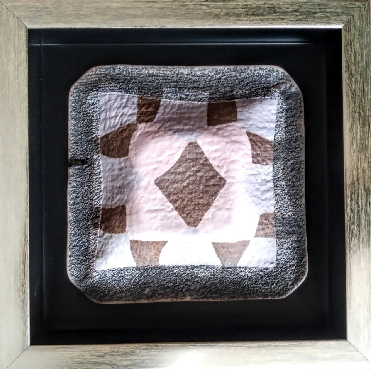 Geometric Abstract Relief By Rossitza Trendafilova, 9 X 9", "Ornament", Original Artwork