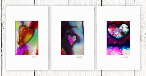 Heart Collection 23 - 3 Small Matted paintings by Kathy Morton Stanion by Kathy Morton Stanion