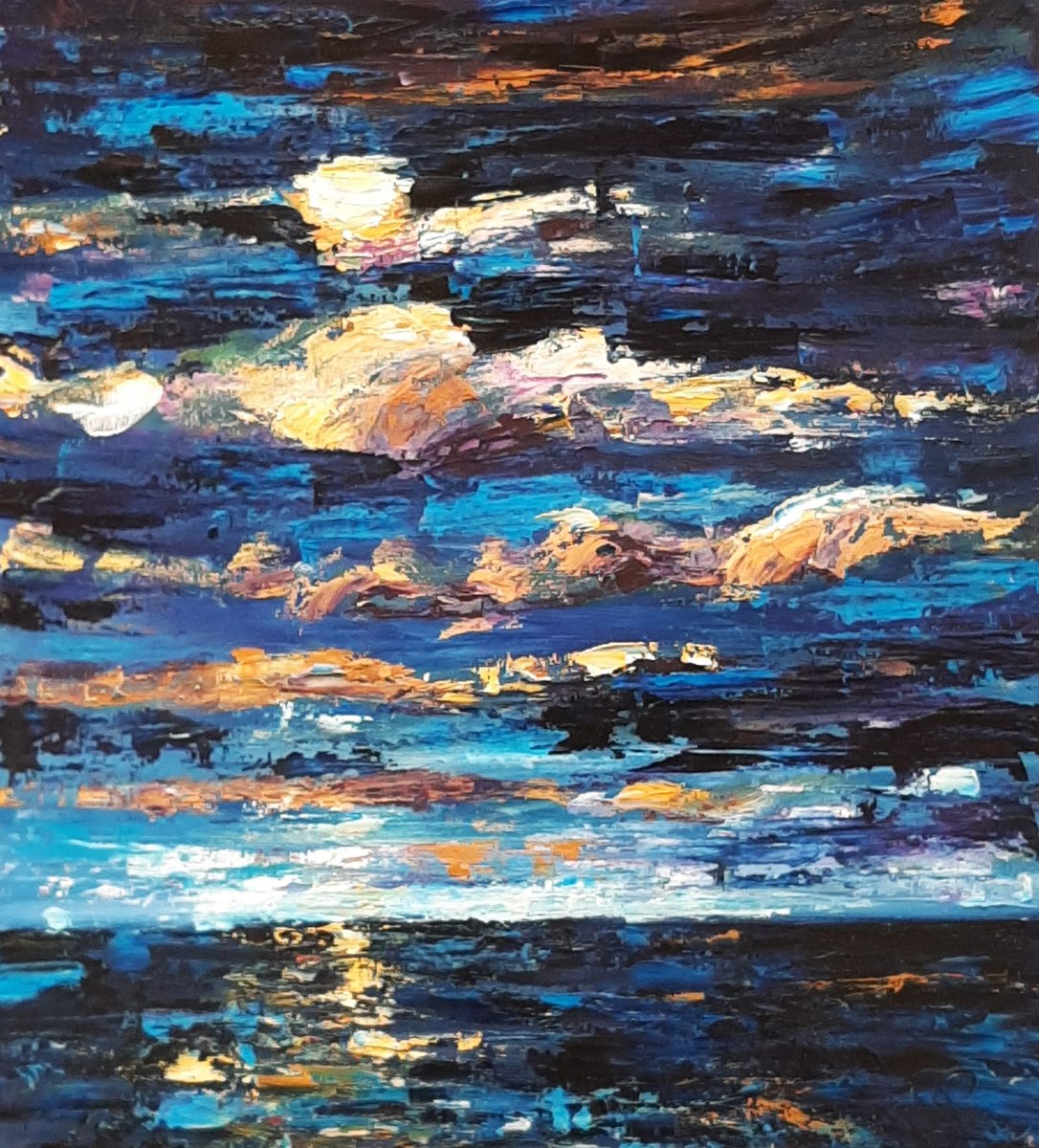 The Midnight Moon = semi abstract seascape by Niki Purcell - Irish Landscape Painting