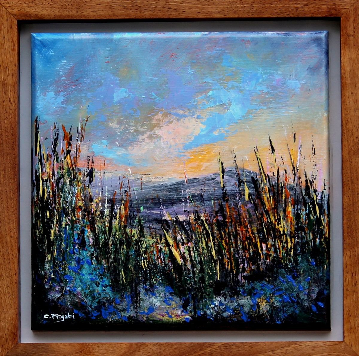 Lost In Thoughts #9 - Framed Semi Abstract Landscape by Cecilia Frigati