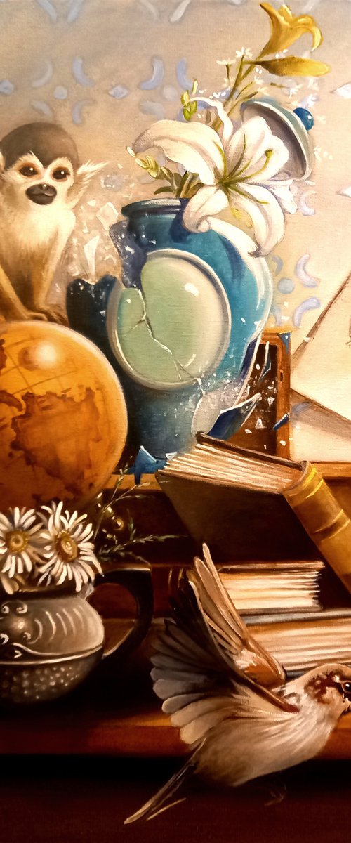 The globe- original acrylic on canvas 55 x 46 cm / 21,6 x 18 inches by Valentina Toma' aka Zoe Chigi
