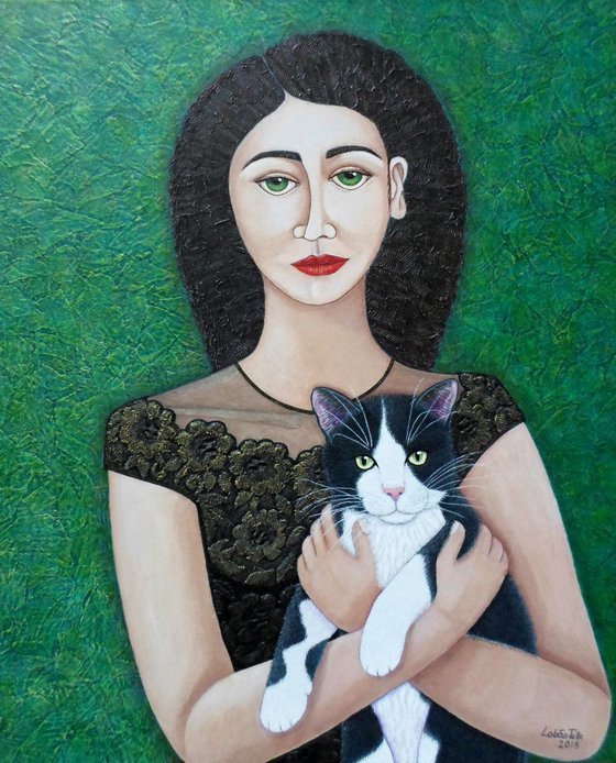 Woman with cat soul