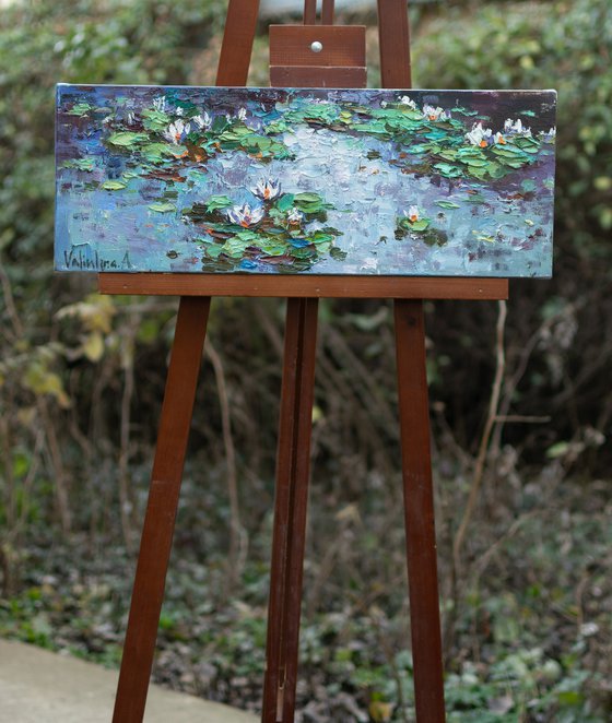 White water lilies Original Oil painting