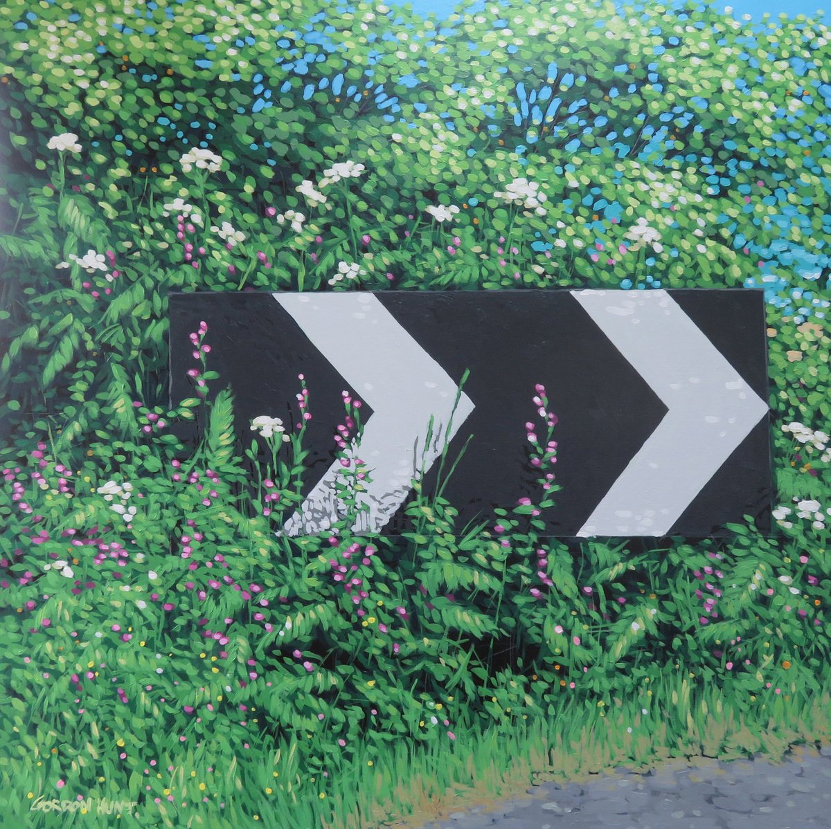 Impressionistic Landscape Acrylic Painting By Gordon Hunt, 36 X 36, Sharp Bend To The Beach, Original Artwork