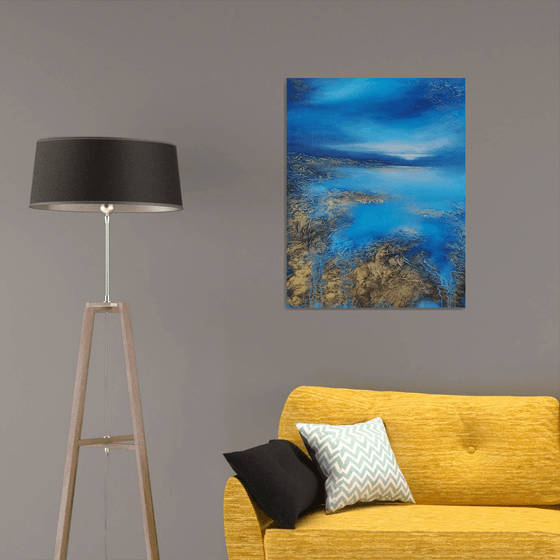 A XL large original modern semi-abstract painting "Calmness"