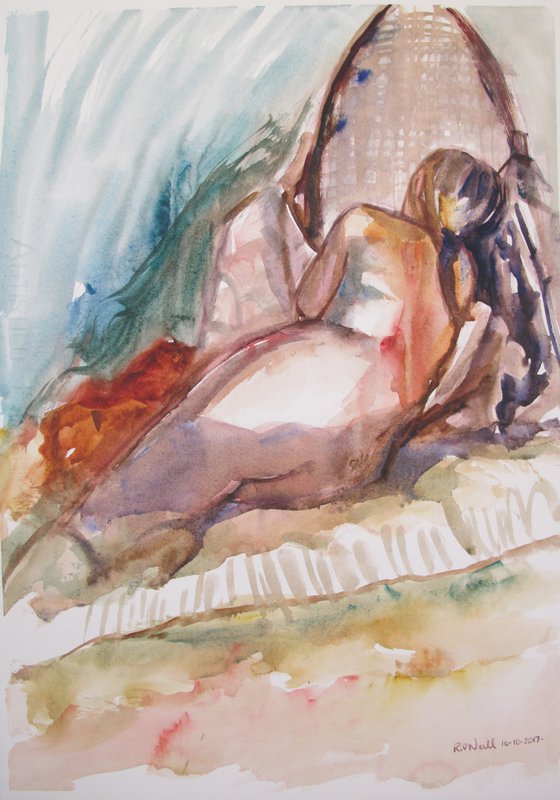 Reclining female nude back view