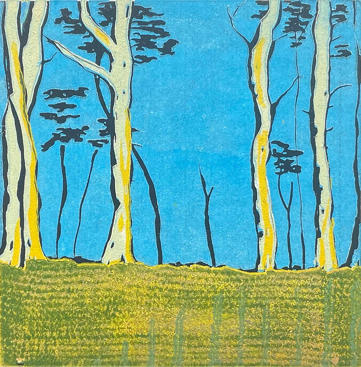 Tree line mini print- Nature Linocut Print by C Staunton