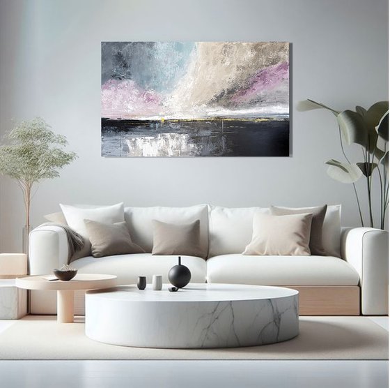 Golden Break of Dawn-blue pink wall art