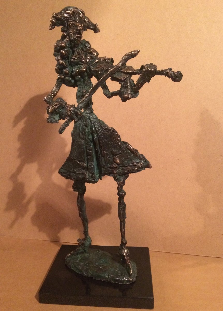 Surrealistic Portrait Bronze Sculpture By Toth Erno, 8 X 20", Mozart, Original Artwork