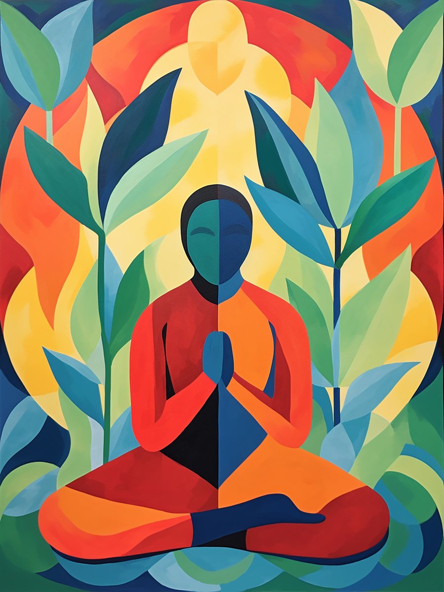 Impressionistic Portrait Acrylic Painting By Kosta Morr, 24 X 31", Buddha, Original Artwork