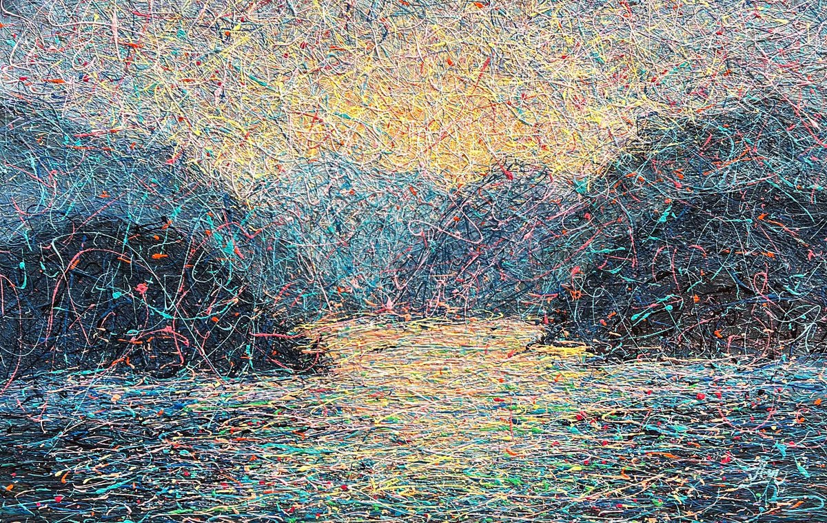 Abstract Acrylic Painting By Nadiia Antoniuk, 57 X 37", Alive In Every Moment, Original Artwork