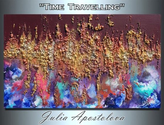 Original Art, Contemporary Abstract, Mixed Media, 3D Sculpture Painting, Modern Office Decor, Relief, Unique Texture Artwork, ''Time Travelling''