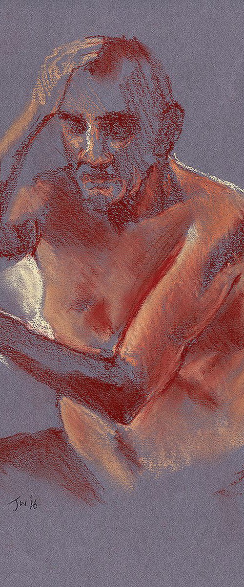 Male nude, seated, pensive by Julia Wakefield