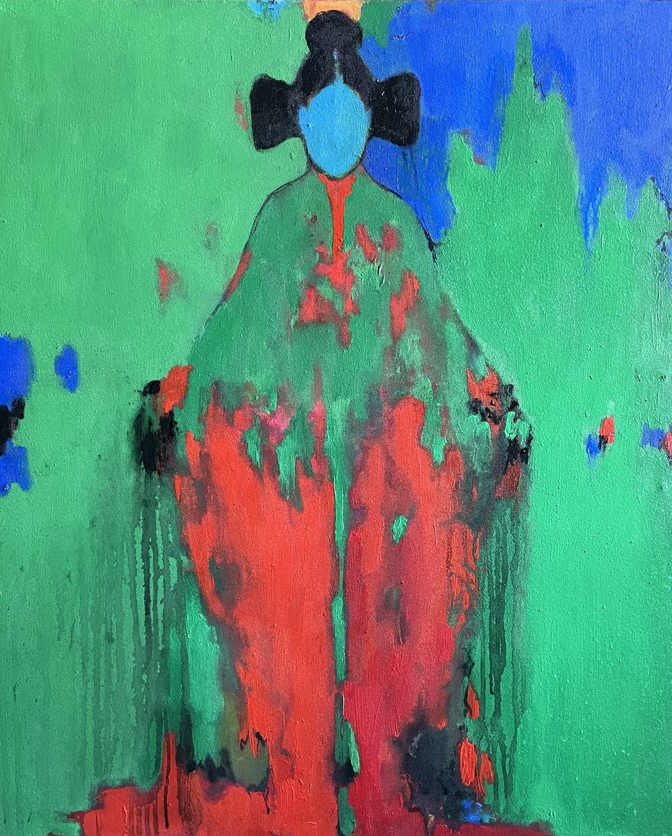 Abstract Portrait Painting By Gela Mikava, 24 X 31, The Alienation Series, Original Artwork