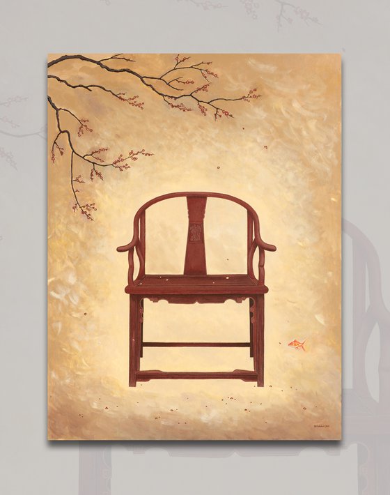 traditional oriental culture - furniture chair - plum blossom - yellow - inherit No.5 ( Original )