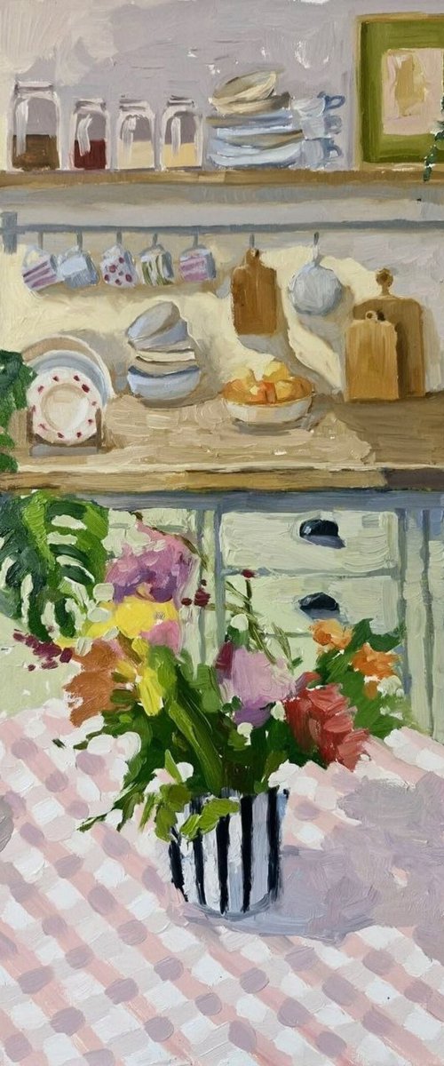 "Cozy Kitchen" Warm daytime at home art by Yana Sagan