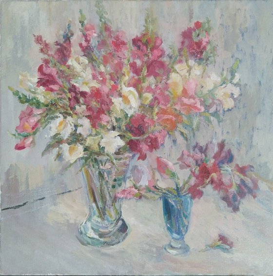 Summer bouquets. Original oil panting.