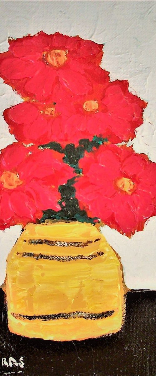 Daisies in an Old Vase by David J Edwards