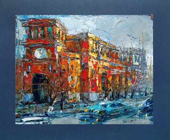 Cityscape - Armenian Republic Square, Oil painting, 24x30cm, impressionism