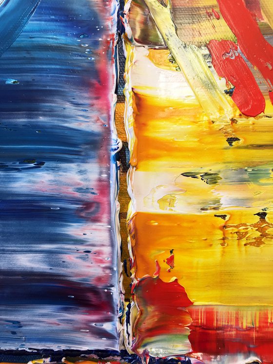 "Duel" - Save As A Series - Original PMS Abstract Oil Painting Diptych On Canvas - 36" x 24"