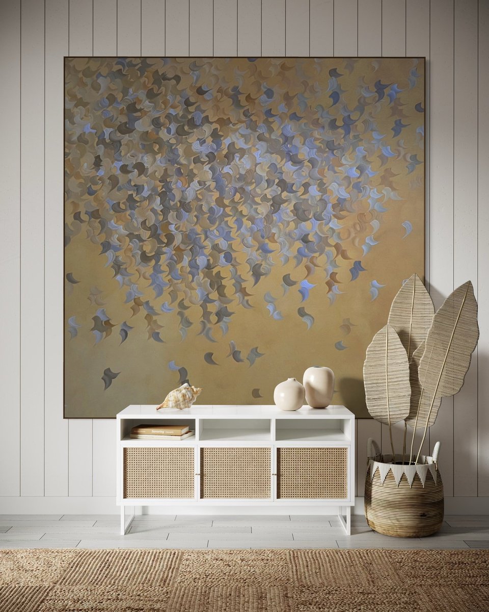 Abstract Acrylic Painting By Gabriela Azar Schreiner, 67 X 67, Shimmering Quiet, Original Artwork