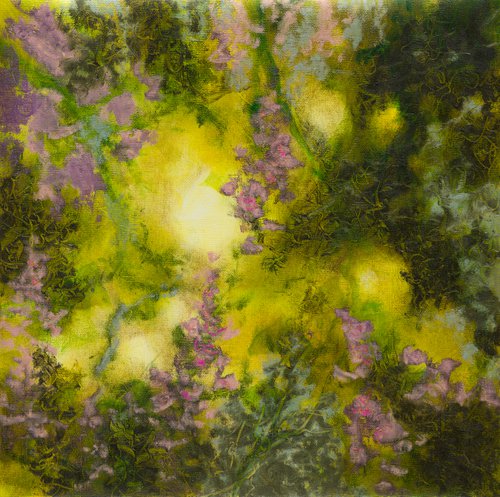 Wisteria - floral abstract - oil painting by Fabienne Monestier