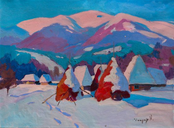 Snow Covered Haystacks