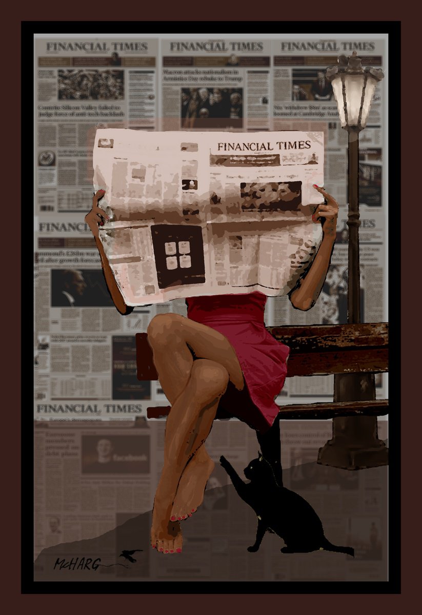 Impressionistic Portrait Painting By Joe Mcharg, 30 X 43, Financial Times Aa, Original Artwork