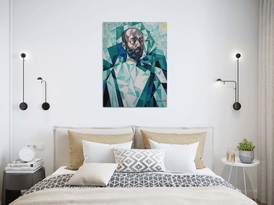 Komitas - Armenian musician (60x80cm, cubism, oil painting, ready to hang)